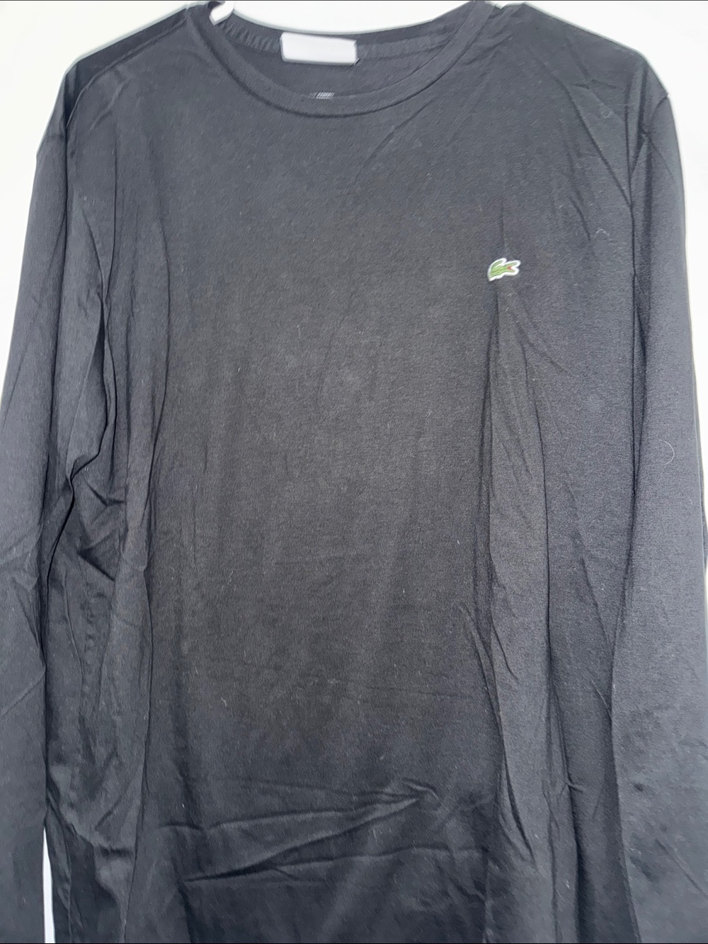 Lacoste Black Long Sleeve Crewneck with Signature Croc